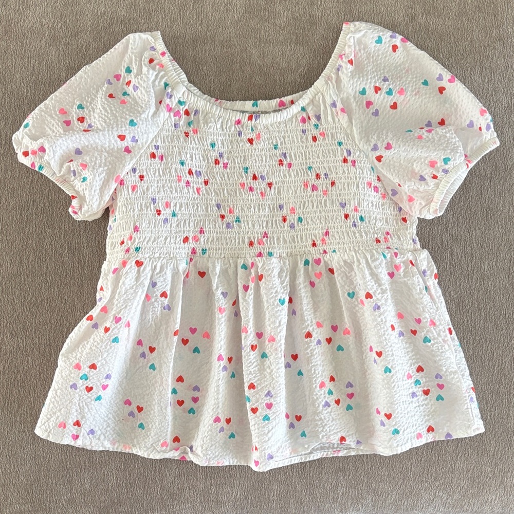 Cat & Jack Smocked Heart Print Top